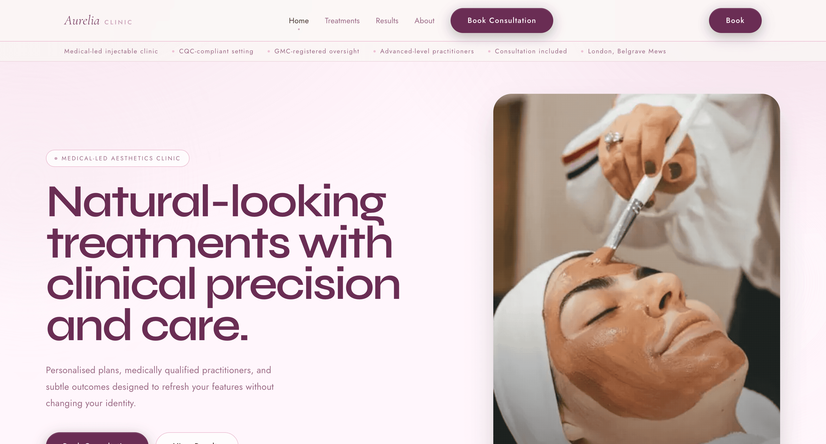Aesthetics clinic demo website preview