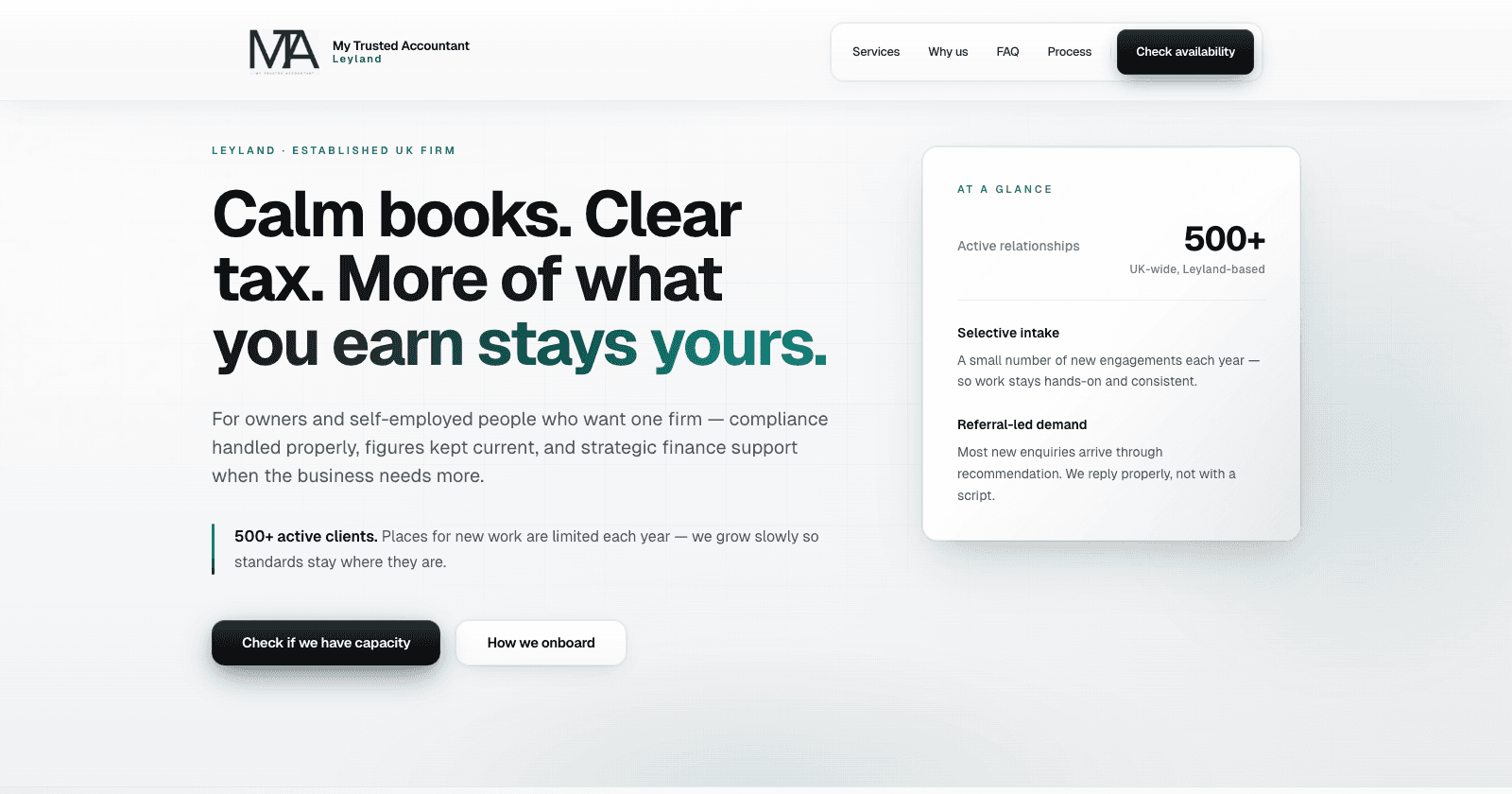 Homepage preview for My Trusted Accountant
