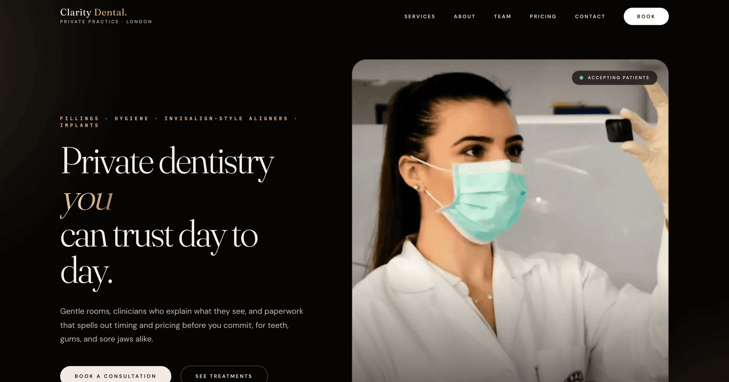Clarity Dental example site